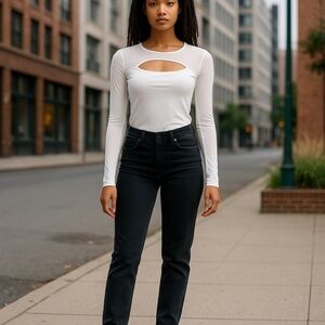 Crave Fame White Bodysuit Top